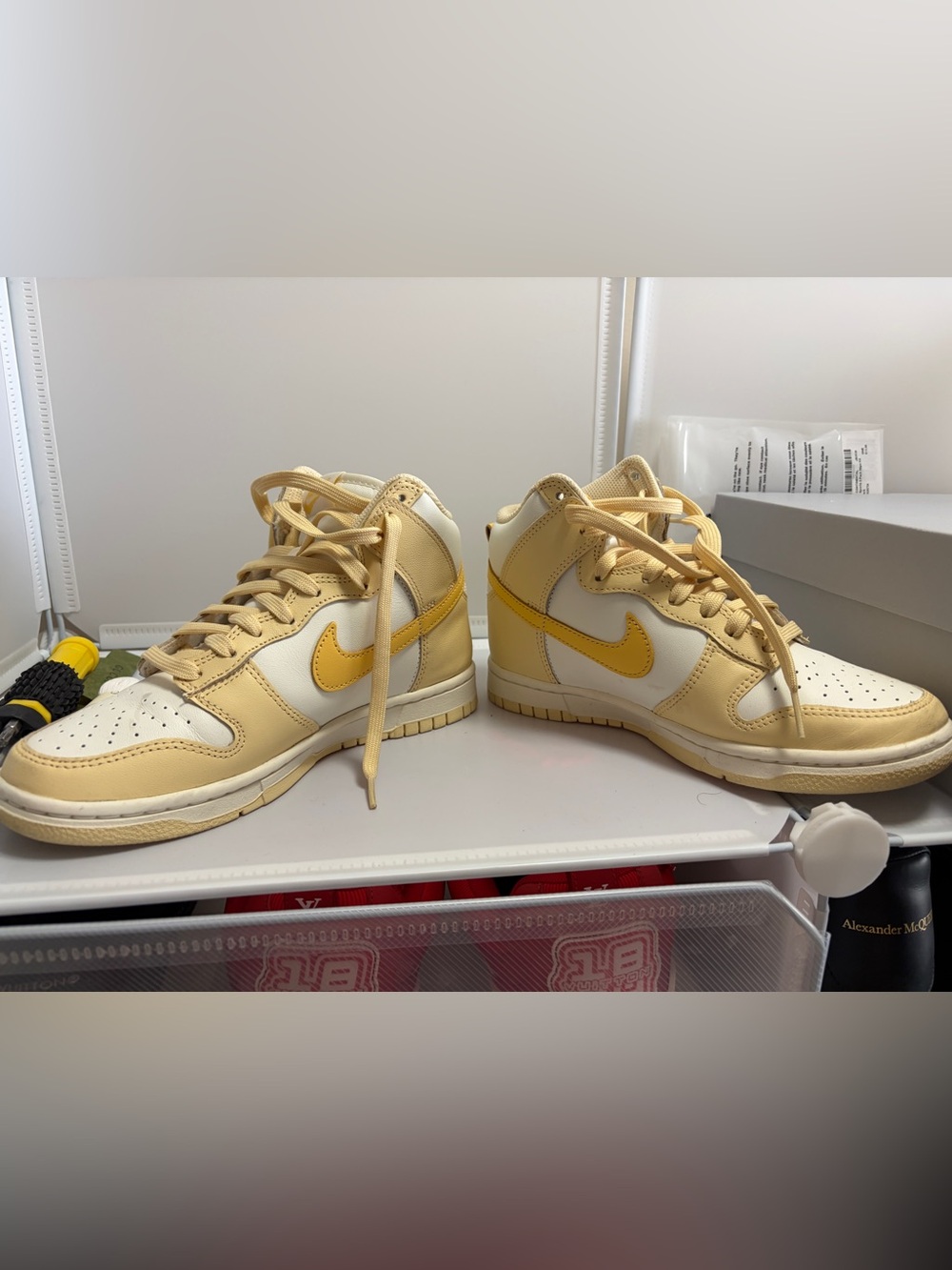 Nike Woman High-Top Sneakers in Cream and Yellow